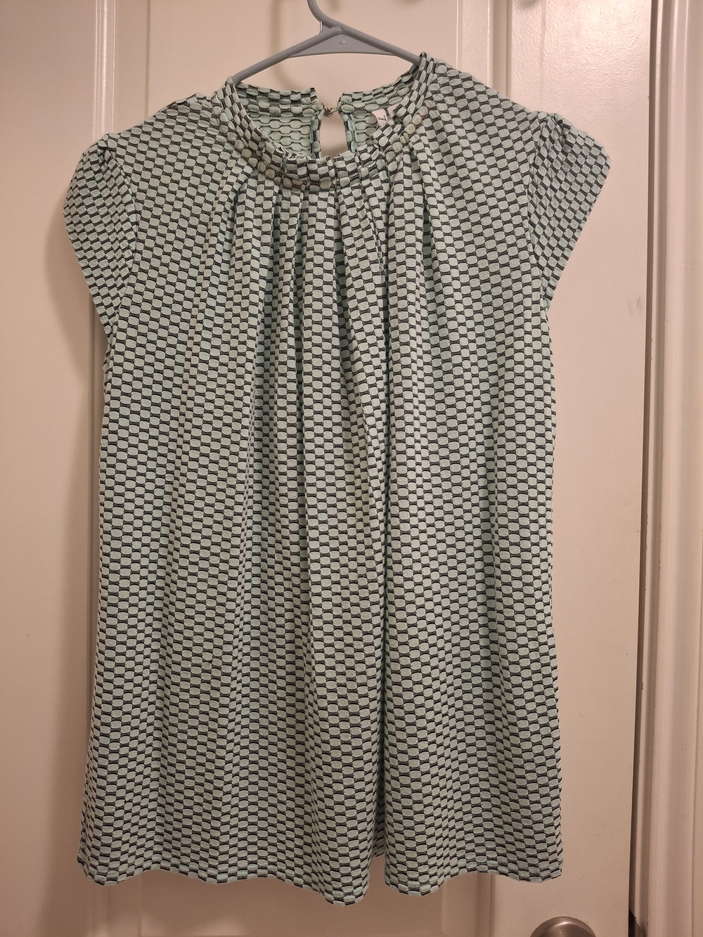 Elle Mint and Black Geometric Cap Sleeve Dress